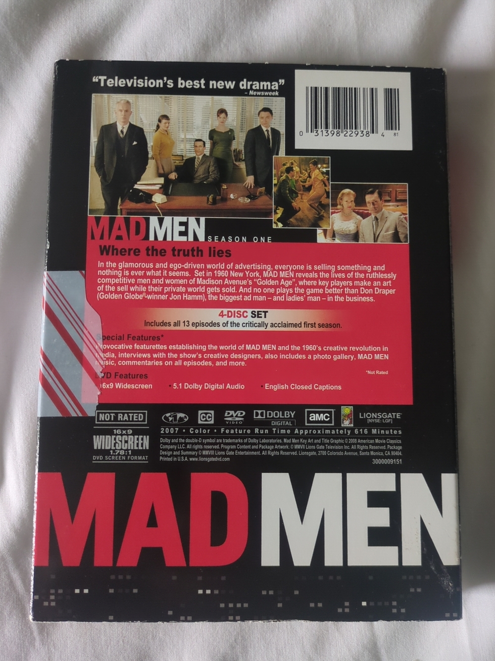 MAD MEN Season One DVD - Black & Red - Lionsgate